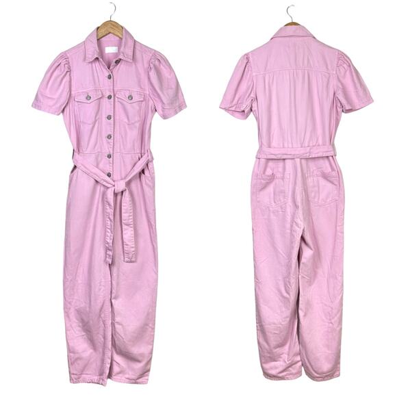 Boyish by HER The Vincent Lilac Pink Denim Utility Coverall Boiler Suit Jumpsuit - Picture 1 of 7
